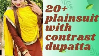 20🔥latest plain suits with contrast dupatta design💯#trending #suit #fashionera #plainsuit #contrast