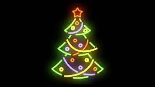Neon Christmas tree with ornaments