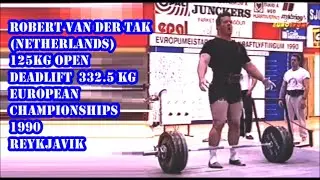 Robert van der Tak (Netherlands) 125kg deadlift attempt 332.5 kg  E.C. POWERLIFTING 1990 Reykjavik