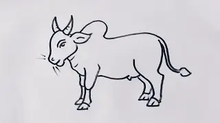 How to draw a ox/Jallikattu kaalai drawing/Ox drawing/Mattu Pongal drawing @SimpleLineDrawing 
