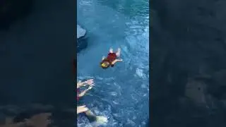 2 year old ISR Swimming Instruction.  Skilled survival swimming