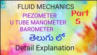 pressure measuring devices, piezometer, u tube manometer, barometer, fluid mechanics
