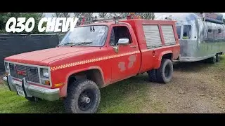 Q30 square body Chevy firetruck and Airstream coffee shop