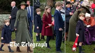 Prince Louis holds the Princess of Wales's hand on his first Christmas walkabout at Sandringham