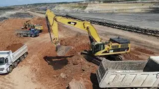 Three Caterpillar 385C Excavators Loading Trucks On Mining Site - Sotiriadis/Labrianidis Mining