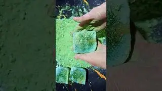#fbc | Green Homemade Unpolished Glittery Gym Chalk Full Block Crush #newyearglitteryasmr #sleepaid