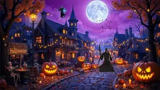 Cozy Autumn Village Halloween Ambience 🎃 Relaxing & Spooky Halloween Music Playlist 👻 Scary Music
