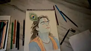Krishan Drawing With Pencil Colours ||How to draw krishna pencil sketch realistic  