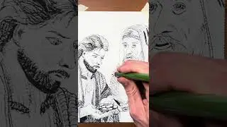 Inktober Drawing Challenge | Day 18 | Betrayal of Jesus #inktober #inktober2025 #catholicinktober