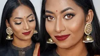 Quick Glam Makeup look for Diwali using affordable products | DUSKY skin Makeup |