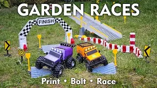 Garden Races: 3D-Printed 4&times;4 RC Truck + Mini Track (CyberBrick)
