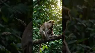 Cutest monkey moment 🐒❤️ Pure tenderness captured! Melt your heart in seconds