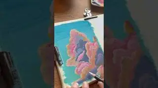 Painting gouache clouds 🎨☁️ #art #gouache #painting #clouds #sky #shorts #timelapse #beginner #fast
