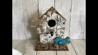 Dollar Tree Wood House made into this cute, cute birdhouse!