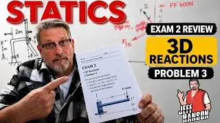 Statics: Exam 2 Review Problem 3; 3D Reaction Example