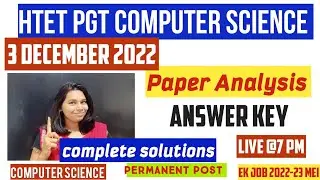 HTET PGT COMPUTER SCIENCE ANSWER KEY 2022 || PAPER ANALYSIS