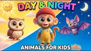 Learn Day & Night Animals with Baby Monkey 🌞🌙 | Owl, Bat, Cat for Kids | Educational 3D Animation