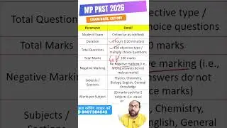 MP PNST Exam Pattern 2026, Exam Date, Paper, Cut Off, Application Form #pnst2026examdate #mpgnm2026