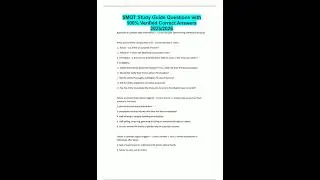 SMQT Study Guide Questions with 100 Verified Correct Answers 20252026567