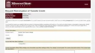 How to use the Request for Transfer Credit Reevaluation form