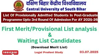 CUSB PG PROGRAM First  Provisional Merit List 2025-26 | LLM | waiting list | Second Merit?#llm #cusb