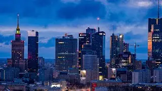 Warsaw Sunrise - The Winter Skyline in 4K