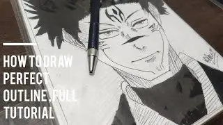 How to draw perfect anime outline with line art~ #anime #drawing  ❤️ #animedrawing #jujutsukaisen 