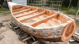 Man Turns Massive Log Into Amazing BOAT (2025) | Start to Finish Build by ‪@Advoko‬