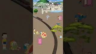 Doraemon's magic door to save the boy and train is approaching fast #shorts