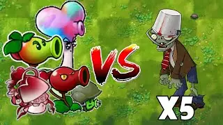 PvZ Fusion Challenge | 1 Fusion Plant Vs 5 Bucket Head Zombies | Who Will Win?