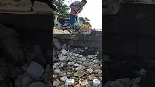Cleaning garbage clog Culvert drain # #cleaning #shorts #remove   #real