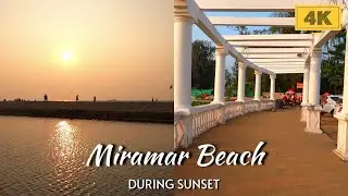 Miramar Beach During Sunset | Panjim January 2021 | 4K Goa India Walking Tour