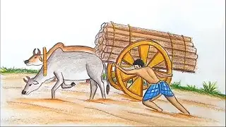 How to draw scenery of Working people step by step / oil pastel painting