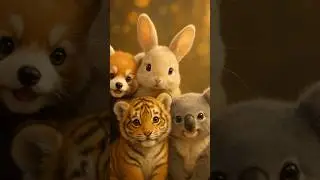 Cutest Animal Squad Ever! 🐯🐇🐨🦊  #cat #catandmousegame #banana#animalart #funny #catstory #kitten