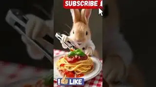 adorable bunny chef delicious spaghetti !#BunnyChef #CuteAnimals #SpaghettiLover #AnimalCooking