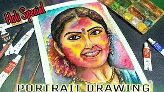 Vasant Utsav Drawing | Holi Festival Drawing | Holi Special Portrait Drawing #holidrawing #portrait