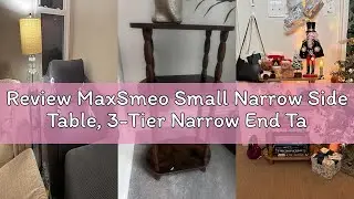 Review MaxSmeo Small Narrow Side Table, 3-Tier Narrow End Table with Storage, Skinny Side Table Nigh