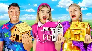 Poor vs Rich vs Giga Rich Tiny House! We Build a Secret Room By Crafty Hype
