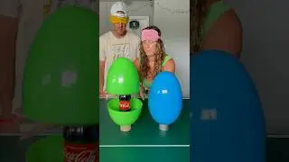 GIANT Surprise Eggs Challenge BLINDFOLDED Win $100 or Coca Cola Bottle