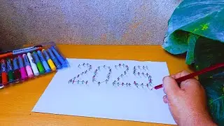 Easy 3D 2025 drawing - People standing on 3D paper || Happy New Year 2025 Drawing
