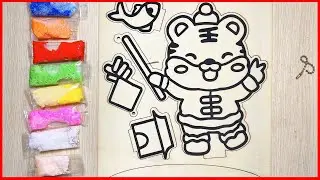 T&ocirc; m&agrave;u bọt xốp slime hổ con đ&aacute;ng y&ecirc;u - Pretty Slime painting chibi tiger