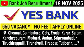 Bank JOB | YES Bank -  Indian private sector bank Job | 19 NOV 2025 | Private Bank Job | Job Vacancy