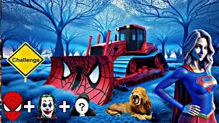 Supergirl challenges all superheroes to look like a bildozer | Spiderman cartoon story