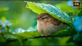 Soft Piano with Singing Birds & Rain 4K– Peaceful Music for Focus, Study & Emotional Healing ☘️🌷🎼