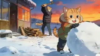 Winter Van Life With CatsA Cozy Ghibli Inspired Anime Story | Ghibli style Ginger Mama Cat & Kittens