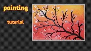 How to draw a beautiful flower tree painting //for beginner  with acrylic colour.