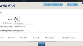 Abilitazione DMZ (apertura tutte le porte) su TIMHUB