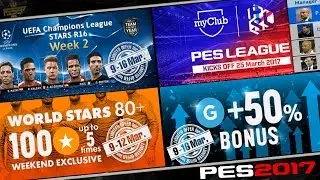 PES 2017 myClub GP Bonus, PESLeague myClub comp, New agent 100 coins, champions league special agent