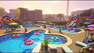 Iniciando o Paraíso Arco-Íris: Tematizando Meu Parque Aquático Colorido! 🌈💦