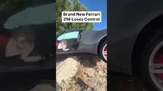Brand new Ferrari 296 loses control